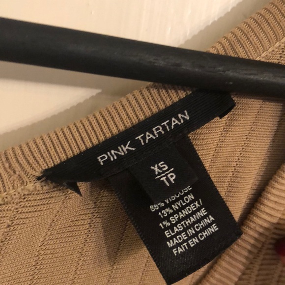 Pink Tartan classic ballerina stretch dress in camel. - Picture 3 of 4